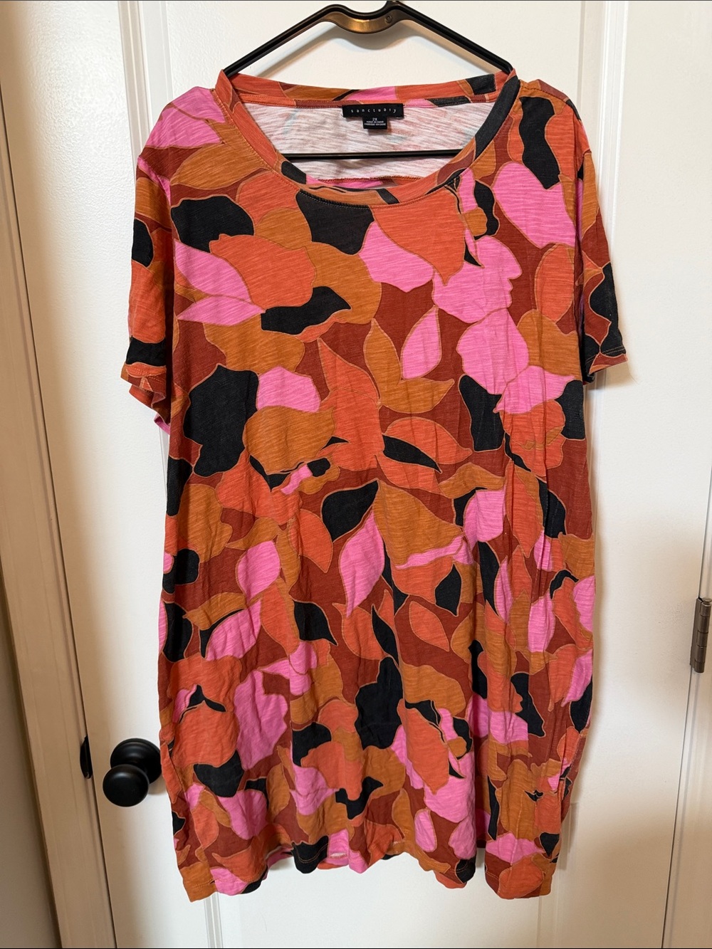 Sanctuary Short Sleeve Mini Dress in Pink, Rust & Black